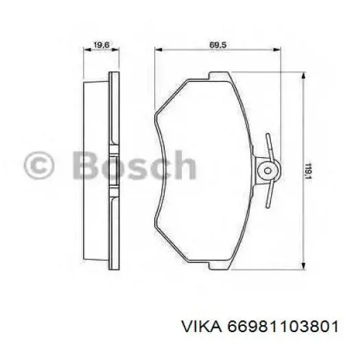 Передние тормозные колодки 66981103801 Vika