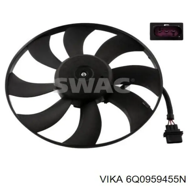 Электровентилятор охлаждения в сборе (мотор+крыльчатка) VIKA 6Q0959455N