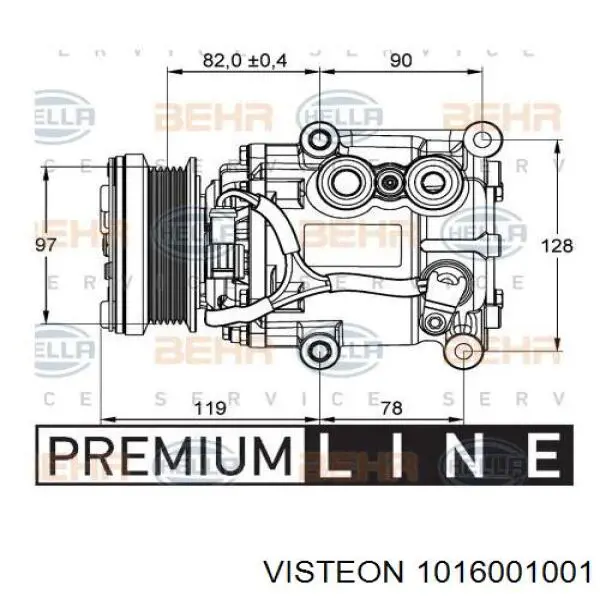 Компрессор кондиционера 1016001001 Visteon