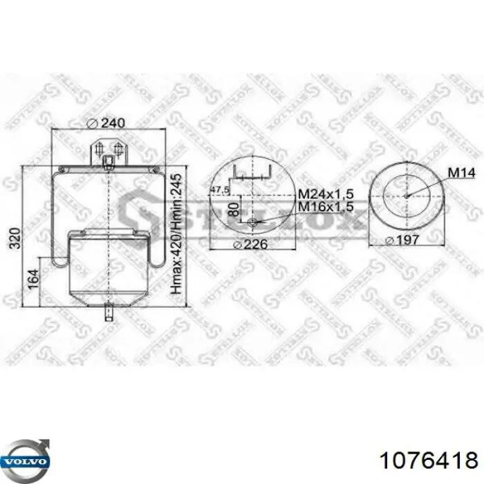 Рессора пневматической подвески Volvo 1076418 цена, от 41.44 USD