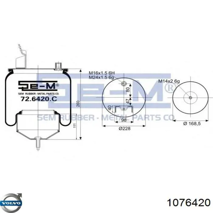 Рессора пневматической подвески Volvo 1076420 цена, от 68.20 USD