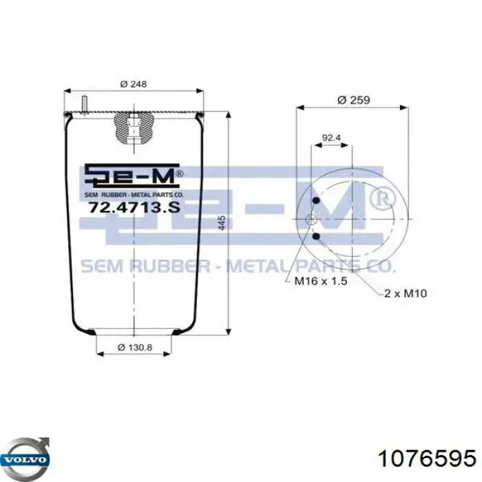 1076595 Volvo Пневморессора задняя