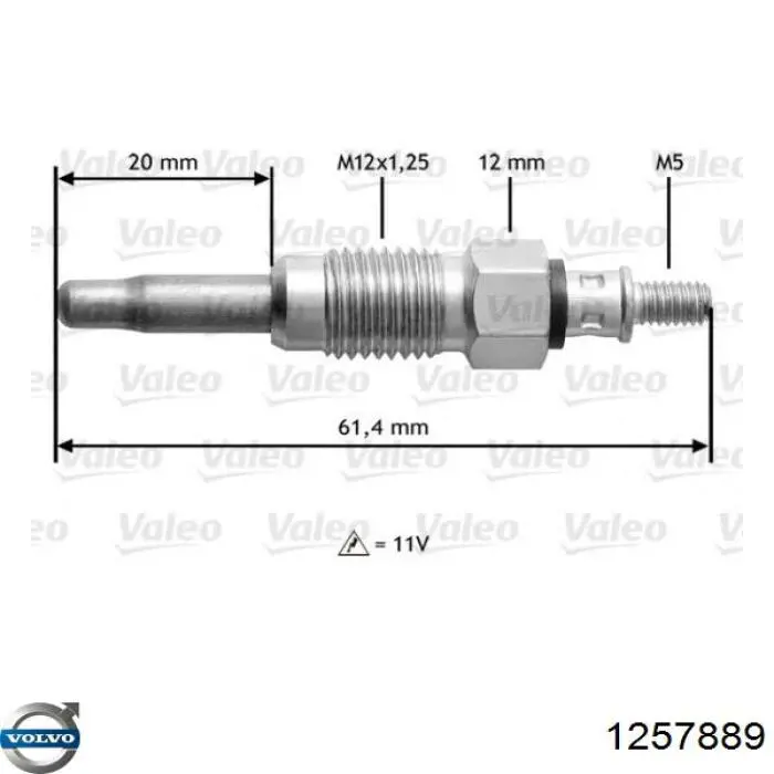 Свечи накала Volvo 1257889 цена, от 5.87 USD