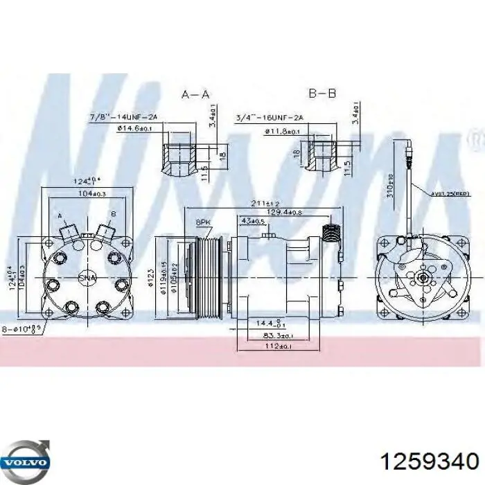 Компрессор системы кондиционирования Volvo 3513598 цена, от 451.91 USD
