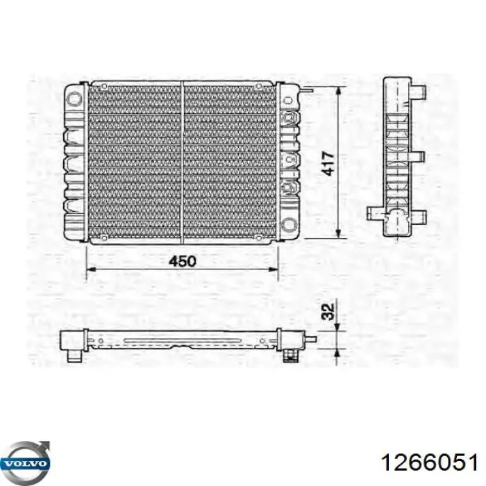 Радиатор охлаждения двигателя Volvo 1266051 цена, от 76.33 USD