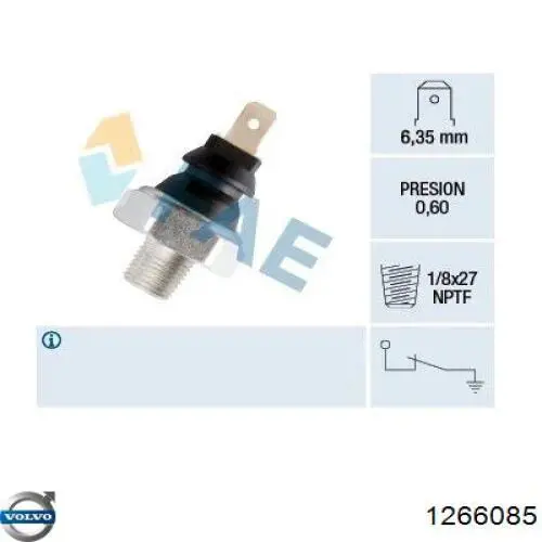 Датчик давления масла 1266085 Volvo