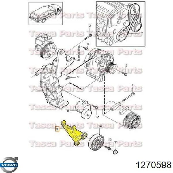 Ролик двери боковой (сдвижной) правый центральный 1270598 Volvo