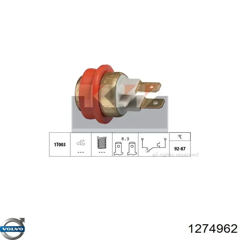 Датчик включения вентилятора радиатора 1274962 Volvo