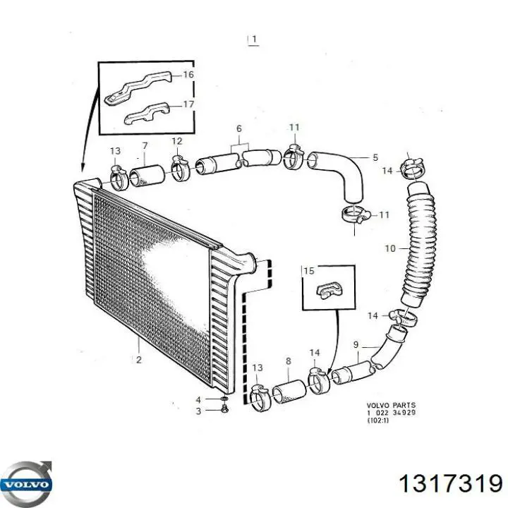 1317319 Volvo Охладитель наддувочного воздуха