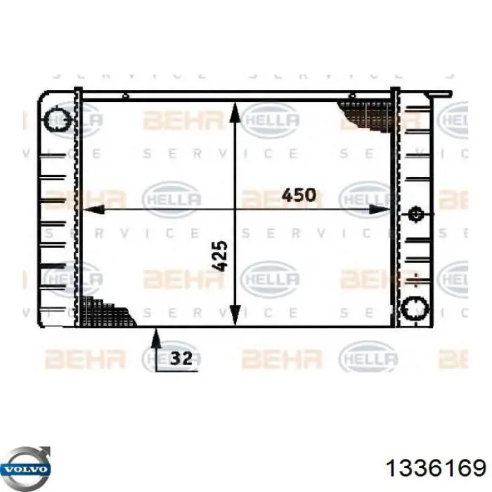Купить 1336169 Volvo Радиатор водяной