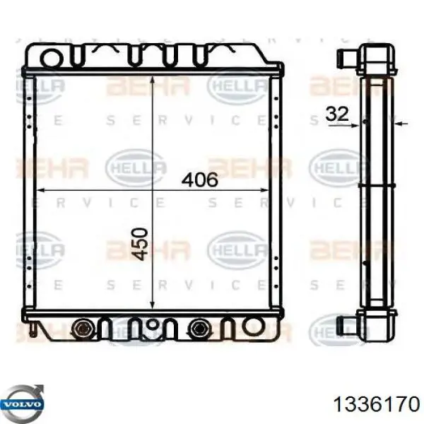 Радиатор охлаждения двигателя Volvo 1336170 цена, от 76.33 USD