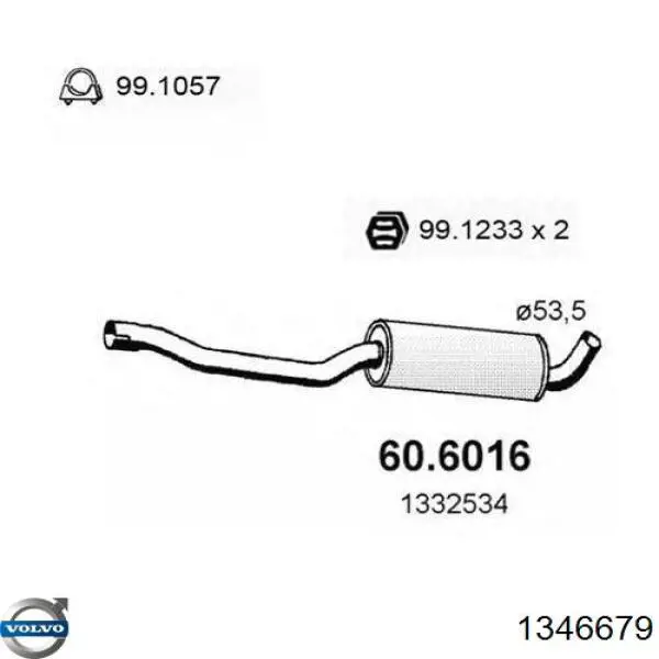 Глушитель, передняя часть Volvo 1346679 цена, от 28.28 USD