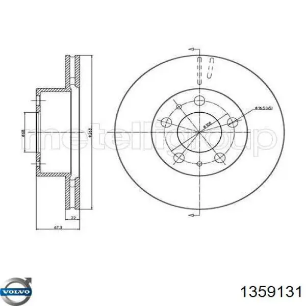 Передние тормозные диски 1359131 Volvo
