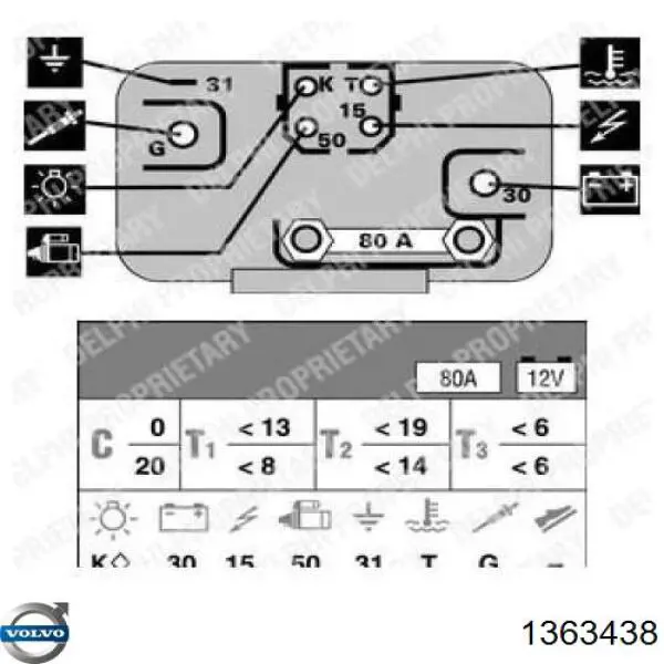 Реле свечей накала 1363438 Volvo