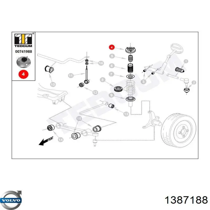 Опора переднего амортизатора 1387188 Volvo