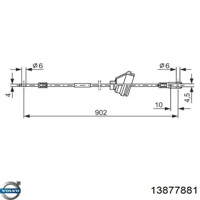 Задний правый трос ручника 13877881 Volvo