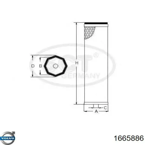 Элемент воздушного фильтра Volvo 1665886 цена, от 23.73 USD