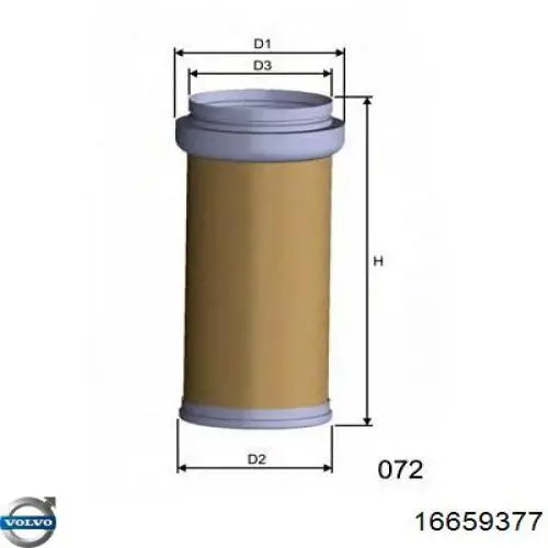 Воздушный фильтр 16659377 Volvo