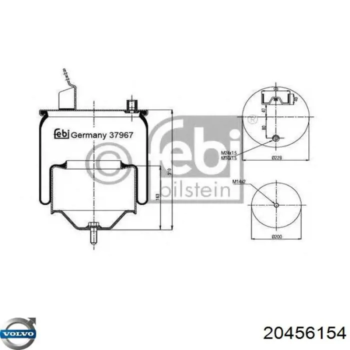 Пневмоподушка (пневморессора) моста 20456154 Volvo