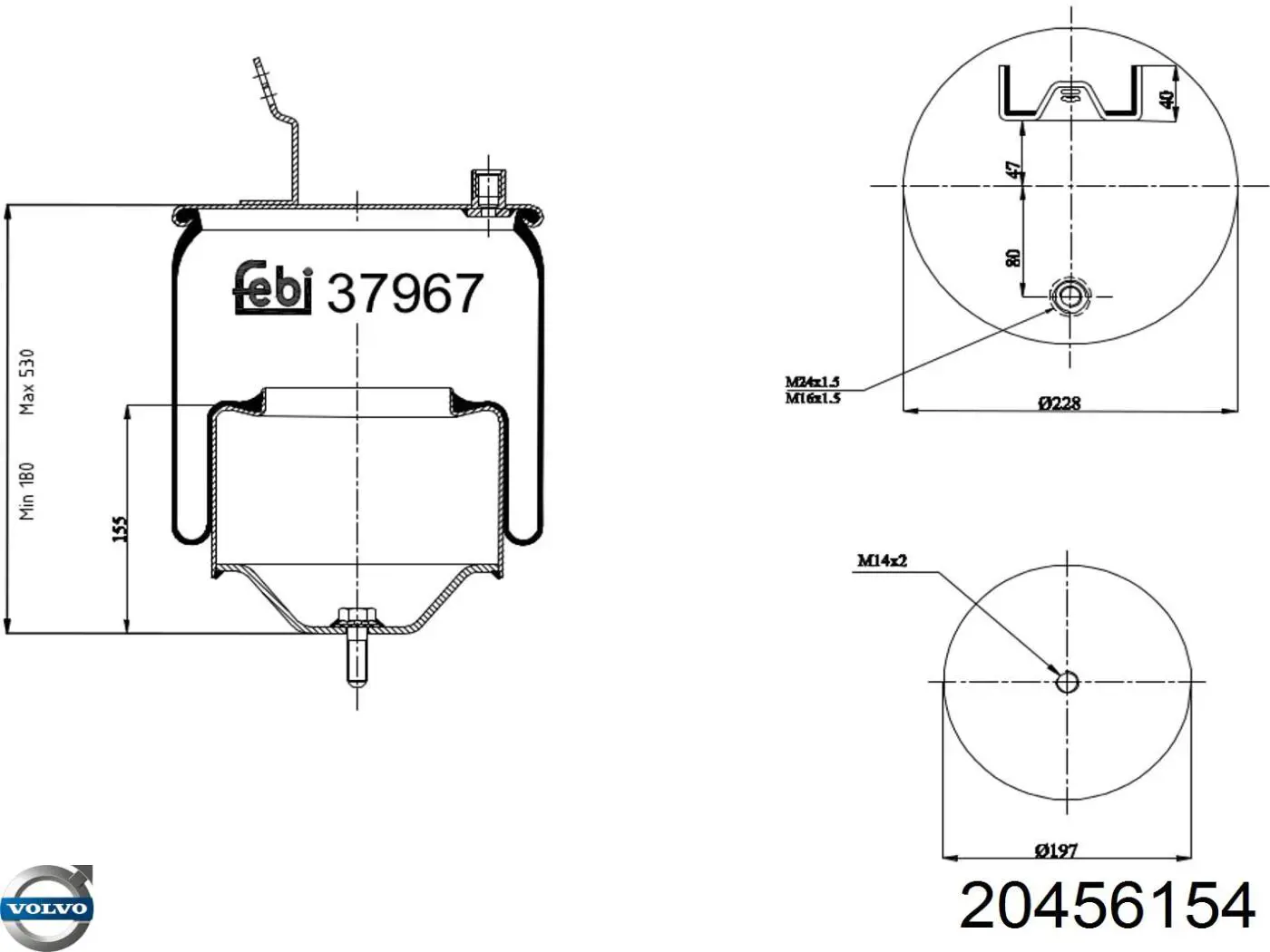 Рессора пневматической подвески Volvo 20456154 цена, от 44.73 USD