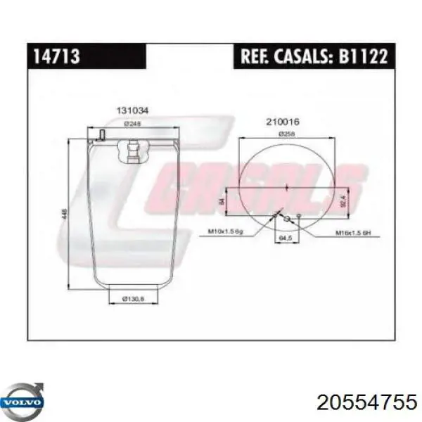 Рессора пневматической подвески Volvo 20554755 цена, от 70.21 USD