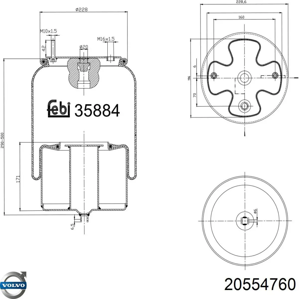 20554760 Volvo Пневмоподушка (пневморессора) моста переднего