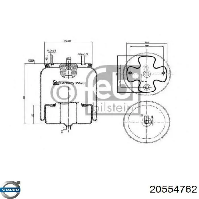 20554762 Volvo Пневмоподушка (пневморессора) моста переднего