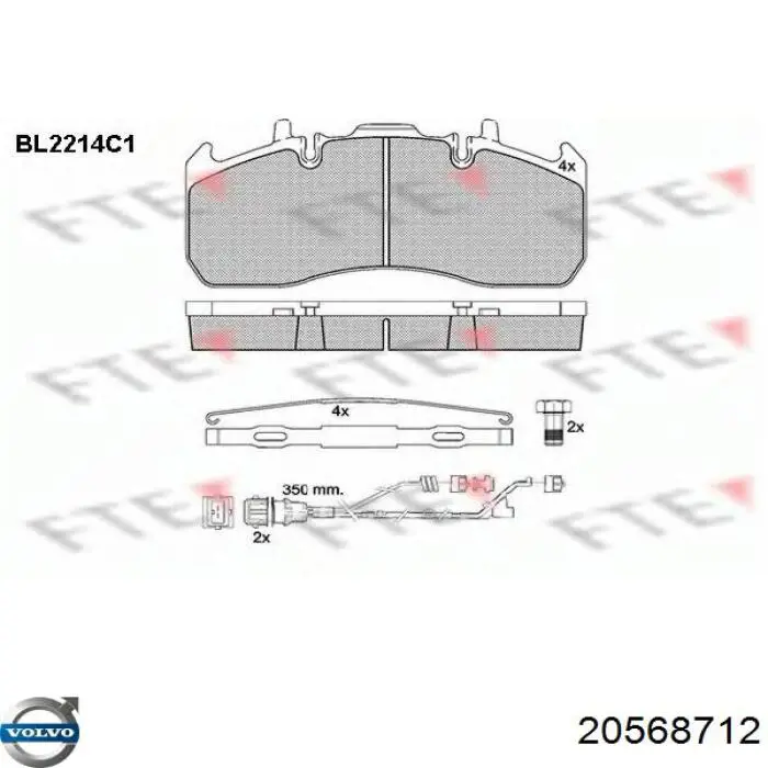 Передние тормозные колодки 20568712 Volvo