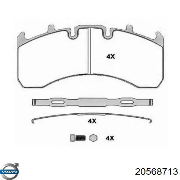 Купить 20568713 Volvo Колодки тормозные задние, дисковые