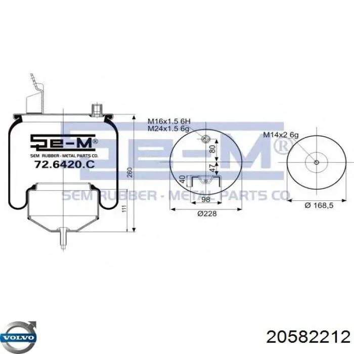 Рессора пневматической подвески Volvo 20582212 цена, от 81.99 USD