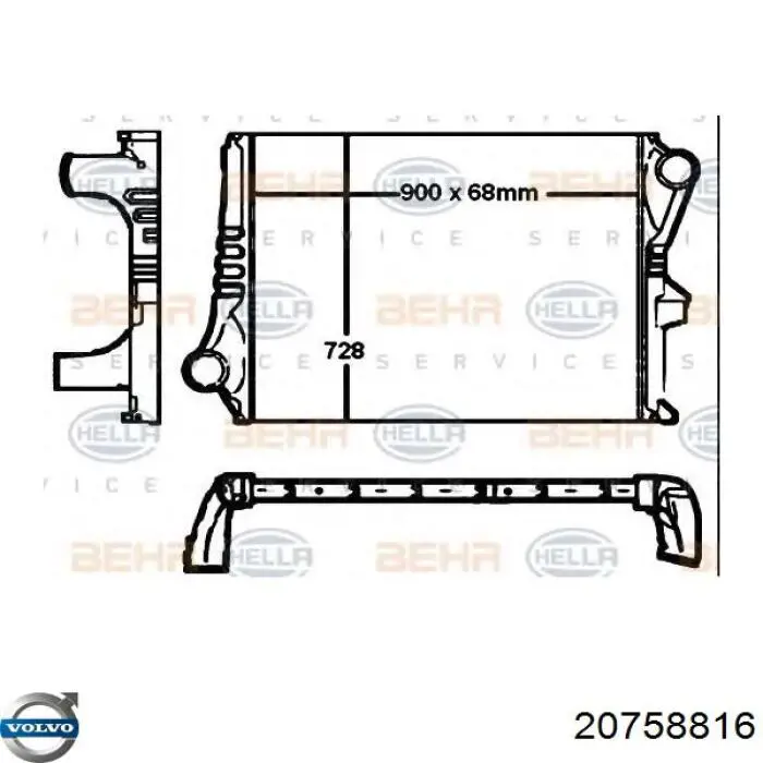 20758816 Volvo Охладитель наддувочного воздуха
