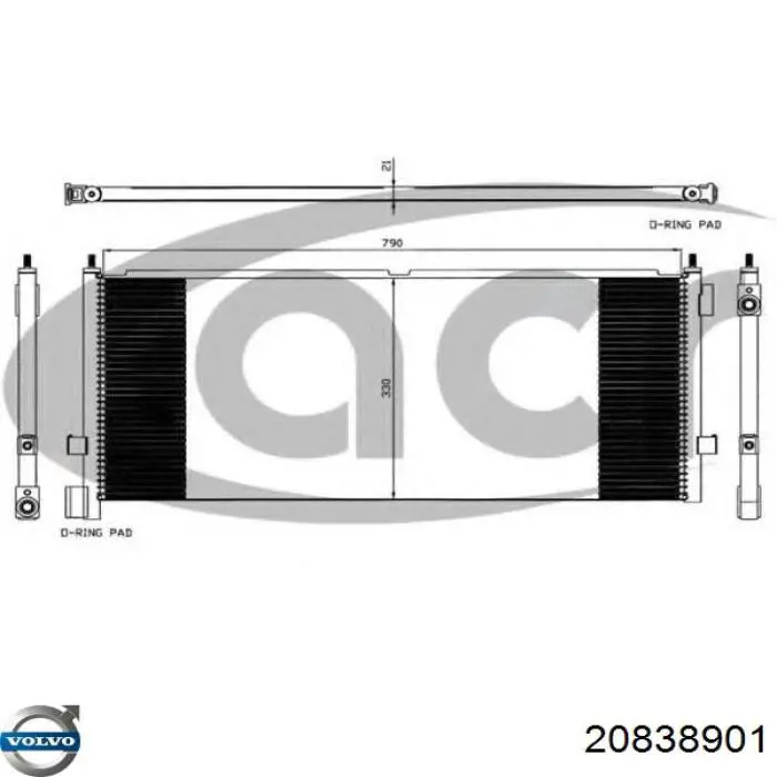 Радиатор кондиционера VOLVO 20838901
