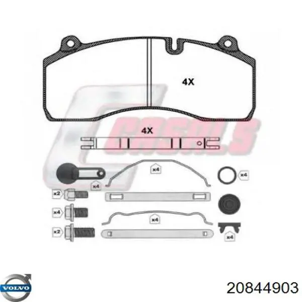 Купить 20844903 Volvo Колодки тормозные