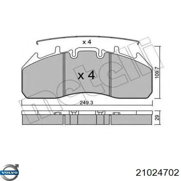 Передние тормозные колодки 21024702 Volvo