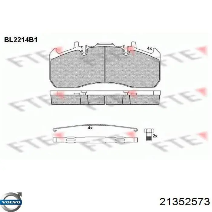 Передние тормозные колодки 21352573 Volvo