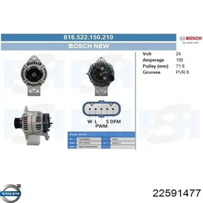 Купить 22591477 Volvo Генератор