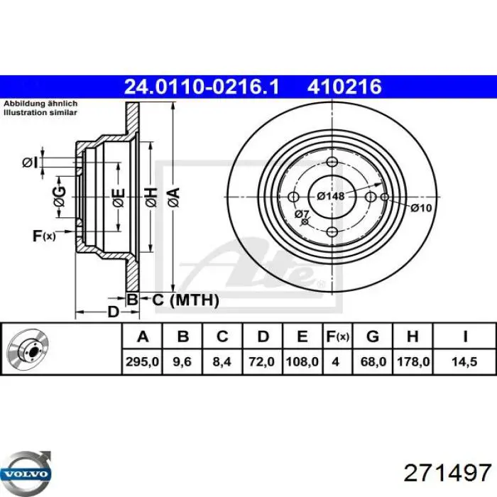 Тормозные диски 271497 Volvo