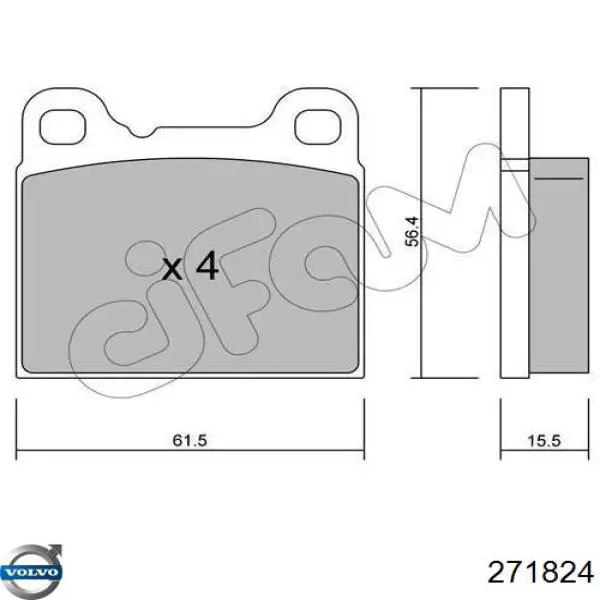 Купить 271824 Volvo Колодки тормозные задние, дисковые