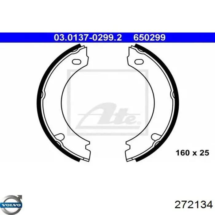 Купить 272134 Volvo Колодки ручника/стояночного тормоза