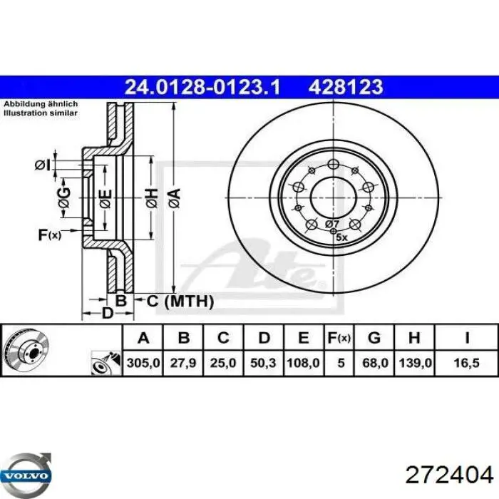 Передние тормозные диски 272404 Volvo