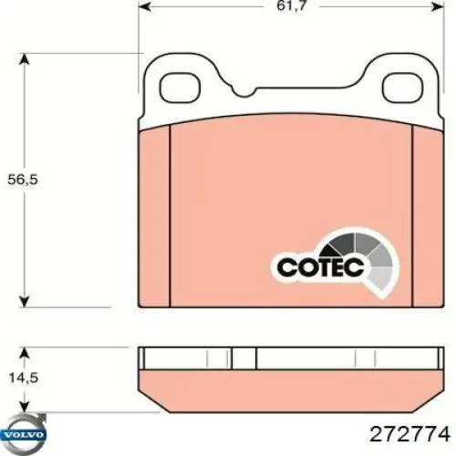Купить 272774 Volvo Колодки тормозные задние, дисковые