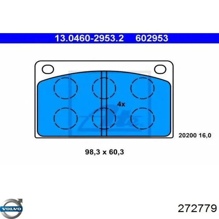 Передние тормозные колодки 272779 Volvo