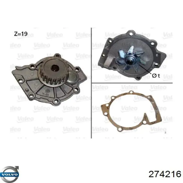 Помпа охлаждения Volvo 274216 цена, от 44.61 USD