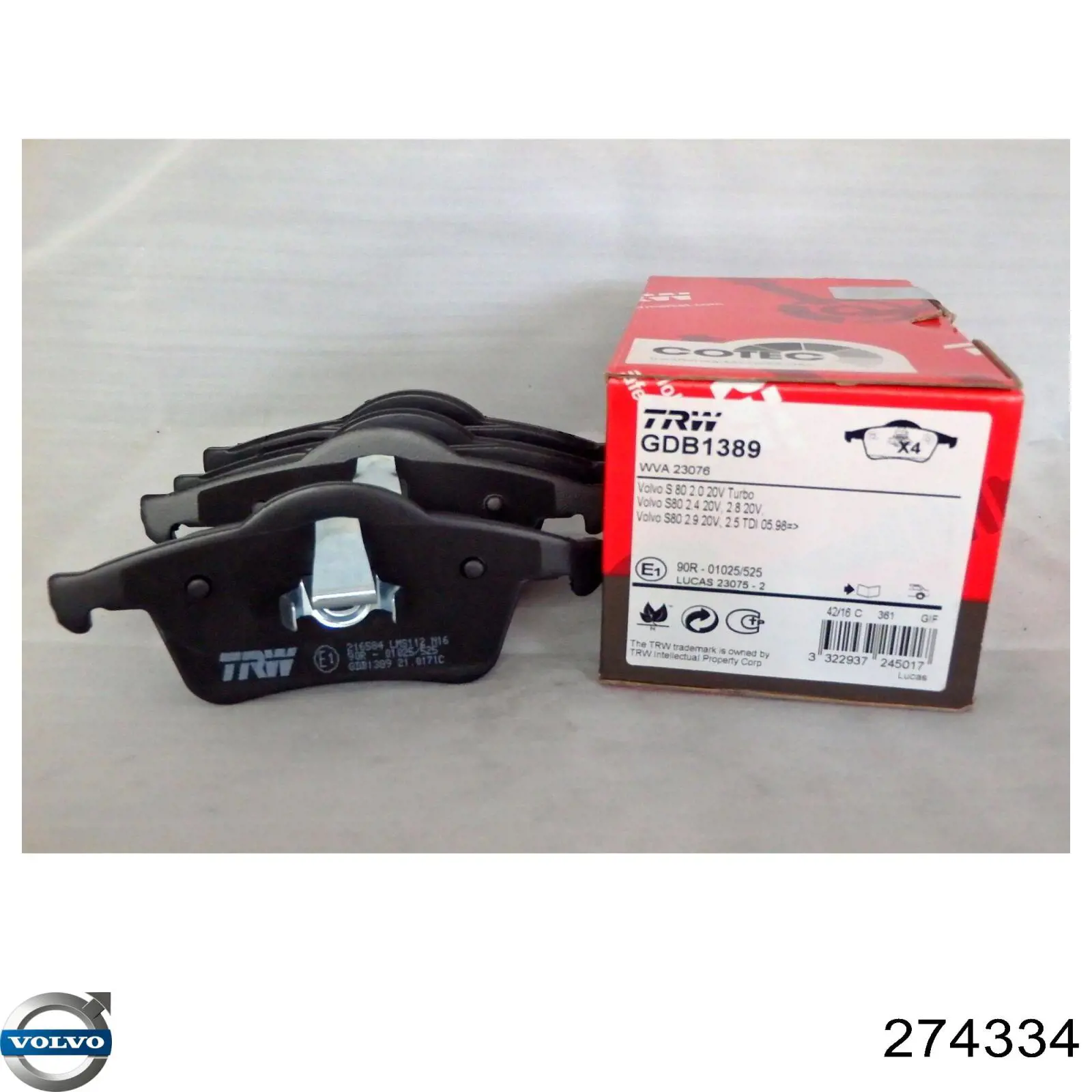 274334 Volvo Колодки тормозные дисковые комплект