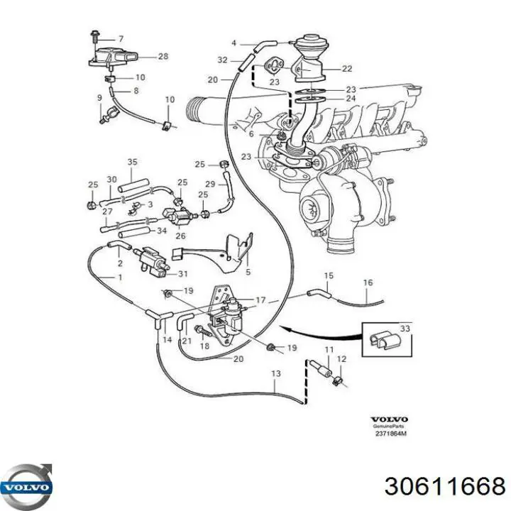 30611668 Volvo переключающий клапан системы подачи воздуха