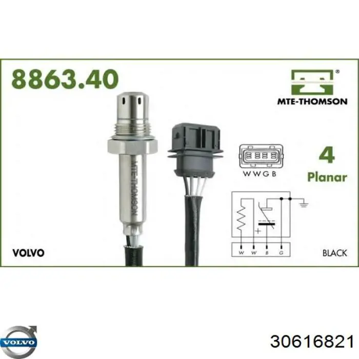 Лямбдазонд, датчик кислорода до катализатора Volvo 30616821 цена, от 56.31 USD