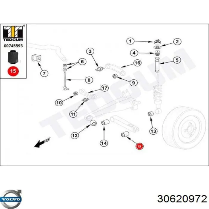 Купить 30620972 Volvo Сайлентблок заднего нижнего рычага