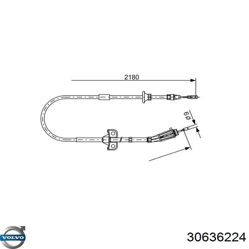 Задний трос ручника 30636224 Volvo