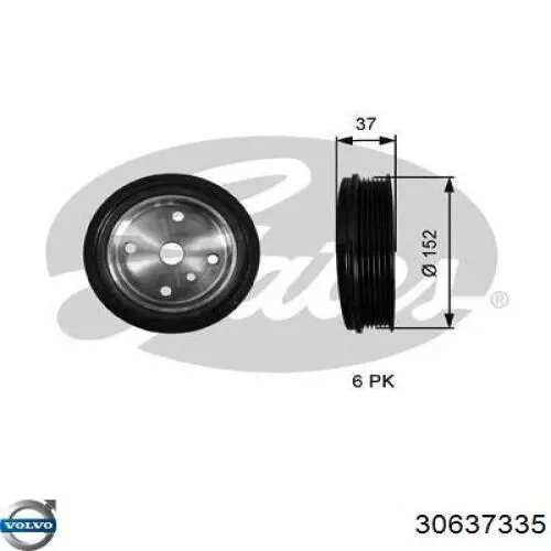 Купить 30637335 Volvo Шкив-демпфер коленвала