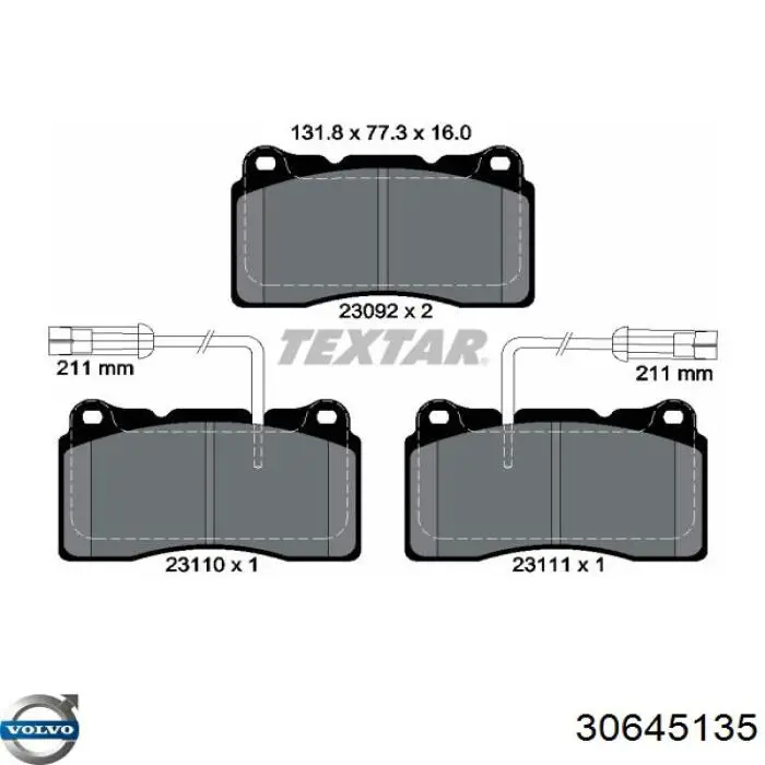 Тормозные колодки Volvo 30645135